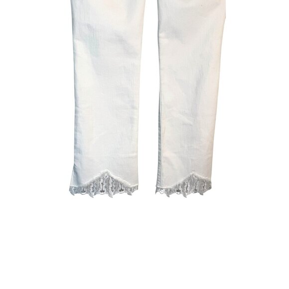 J Brand Selena Size 24 White Cropped Jeans With Lace Hem - Picture 5 of 16